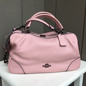 PINK NEW Coach Lane Satchel Pebbled leather purse NWT crossbody strap included